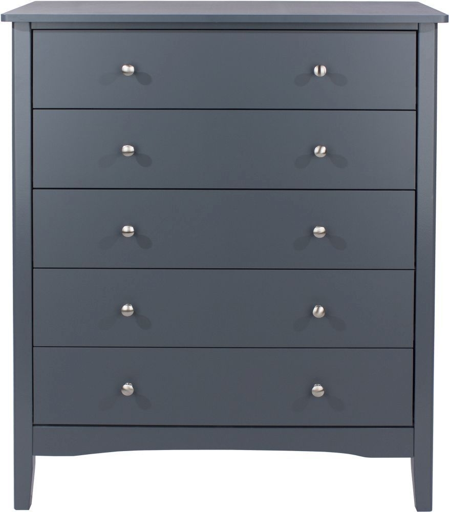 Product photograph of Como Blue Painted 5 Drawer Chest from Choice Furniture Superstore.